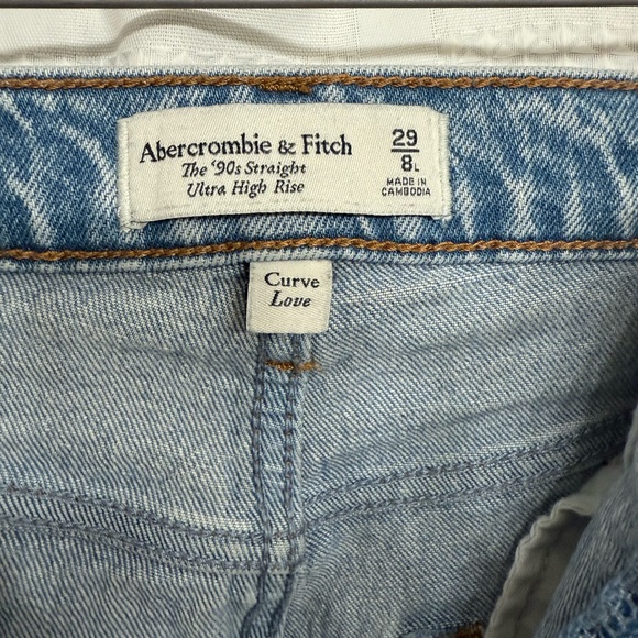 ABERCROMBIE&FITCH Jeans Woman’s 90s Straight Ultra High Rise Curve Love sz 29/8L - Picture 2 of 5